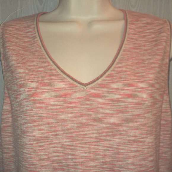 Jones Wear Knit Tank Top Size XL Variegated Peach, Salmon, Tan, Cream V Neck - Picture 2 of 4